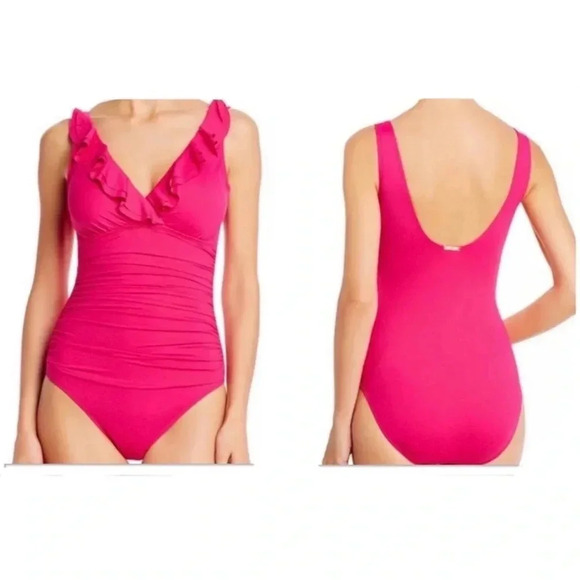 Ralph Lauren Ruffled Over The Shoulder One Piece - Picture 1 of 7